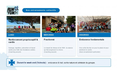 Nos entrainements hebdomadaires